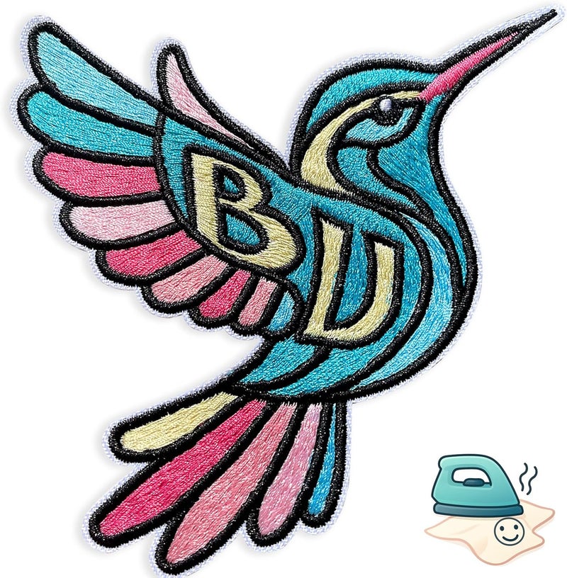 FengechoCstm Hummingbird Iron-On Patch 3.5" | Embroidered Colorful Bird Applique with (Light But Unbreakable) Design | DIY Sew On/Iron On Patch for Clothing, Jackets, Jeans, Hats, Backpacks - Image 1